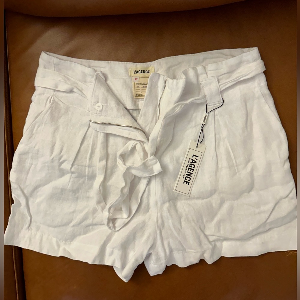 NWT L’agence Linen Tie Shorts - Size 27